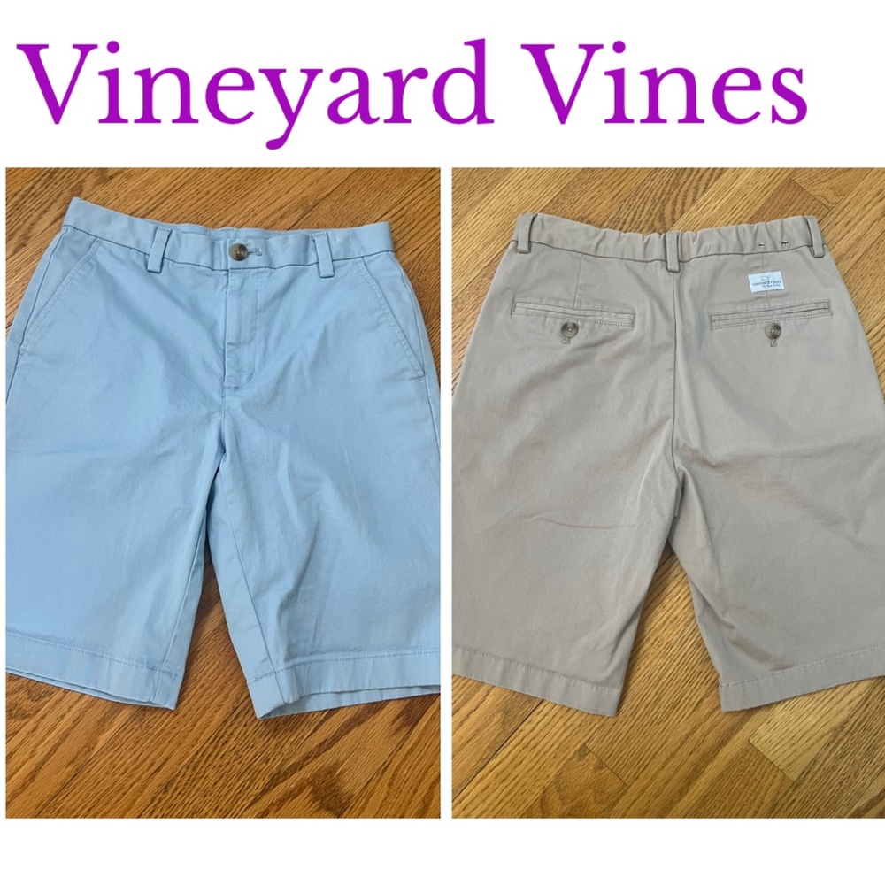 Vineyard Vines set of 2 Light Blue & Khaki/Tan Shorts Adjustable Preppy Uniform